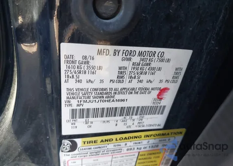 2017 Ford Expedition Xlt z USA, uszkodzony, nr VIN 1FMJU1JT0HEA16961